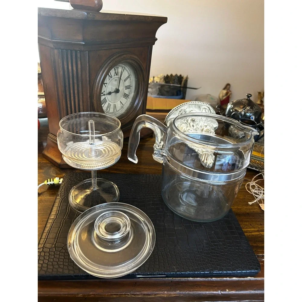 Vintage Pyrex Flameware 7759 Glass 9 Cup Stovetop Coffee Percolator Complete Set
